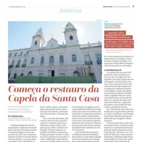 Começa a revitalização da Capela da Santa Casa de Pelotas